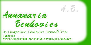 annamaria benkovics business card